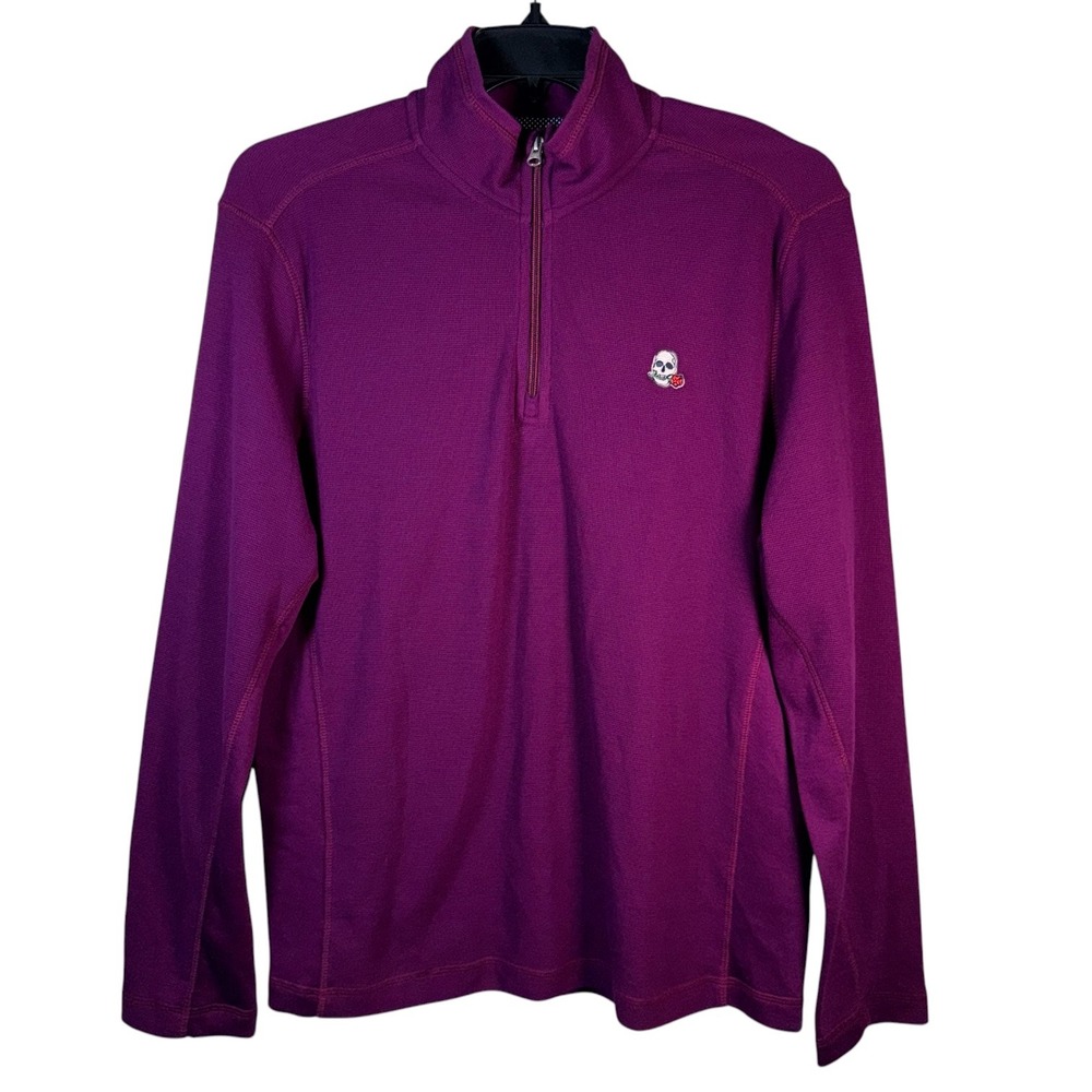 Robert Graham Mens Size Large Polaris Berry Purple Quarter Zip Pullover